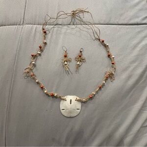 Handcrafted Sand Dollar Necklace and Earring Set